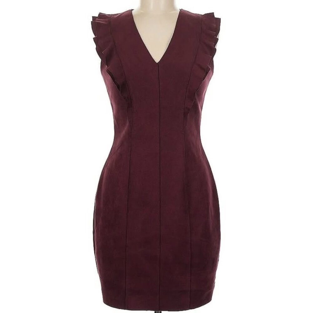 Burgundy Faux Suede Mini Dress